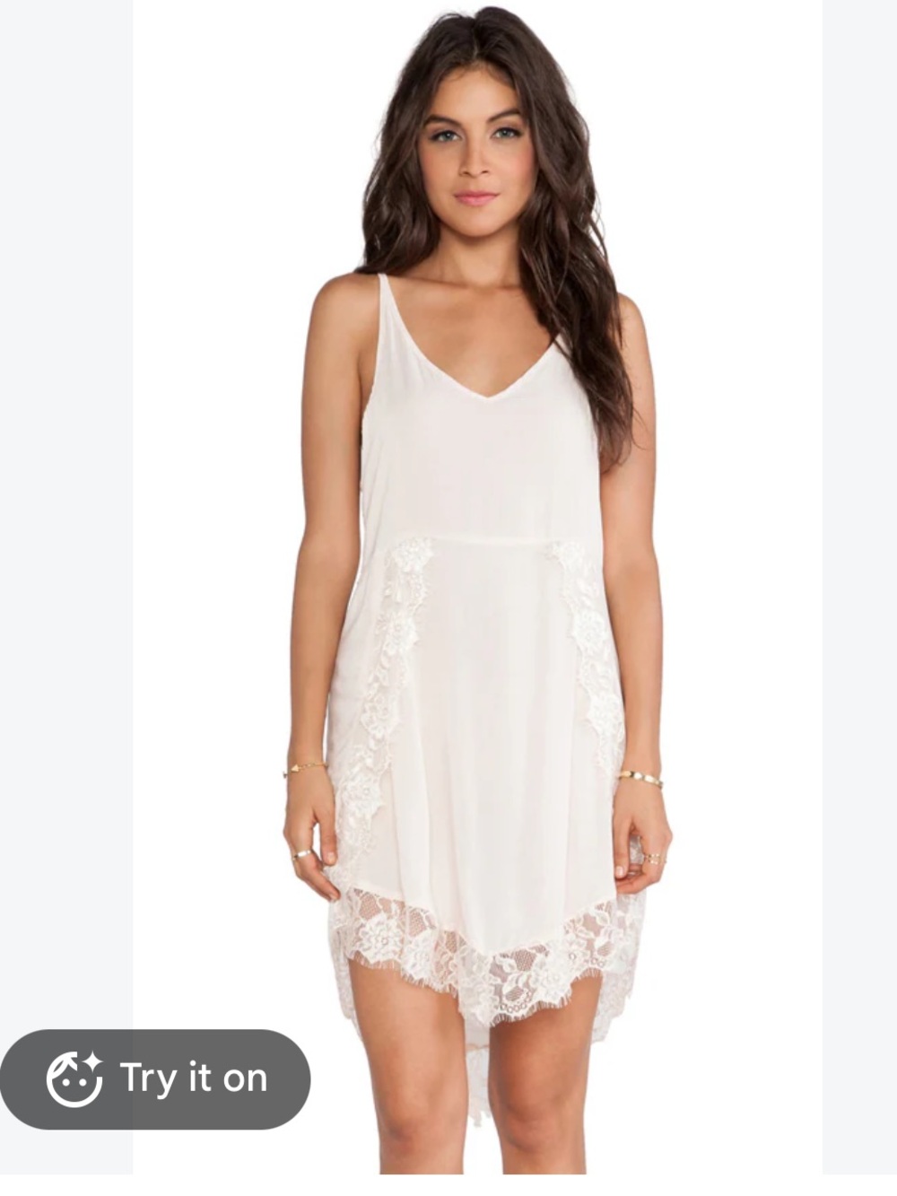 Free People Eyelashes Sleep in Shell Lace Mini Dress White Medium